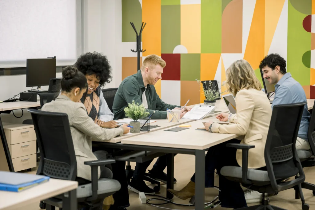 diverse-business-team-collaborating-during-product